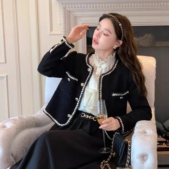 Žensko tweed jakna za jesen/zimu, 2025 novi stil, Chanel inspiriran dizajn, dugi rukavi, elegantni gornji dio