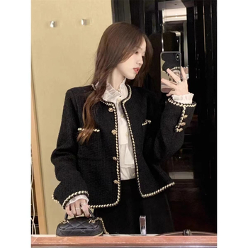Žensko tweed jakna za jesen/zimu, 2025 novi stil, Chanel inspiriran dizajn, dugi rukavi, elegantni gornji dio