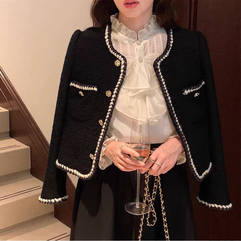 Žensko tweed jakna za jesen/zimu, 2025 novi stil, Chanel inspiriran dizajn, dugi rukavi, elegantni gornji dio