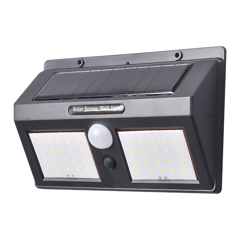 Solarna LED senzorska zidna svjetiljka za vanjsku upotrebu, rasvjeta dvorišta, 40 LED, 120° snop, plastično kućište, senzor pokreta