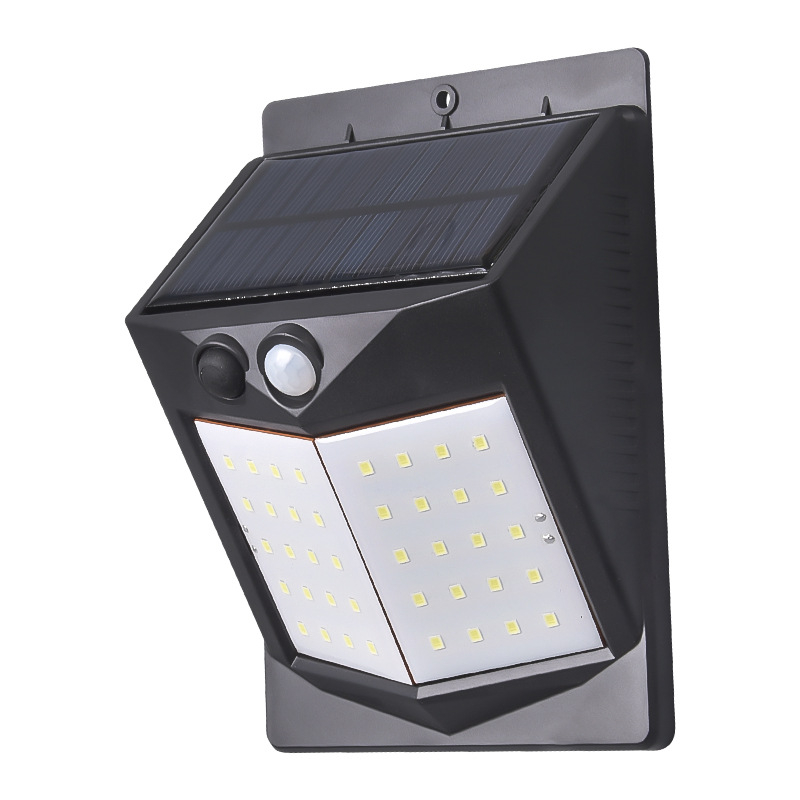Solarna LED senzorska zidna svjetiljka za vanjsku upotrebu, rasvjeta dvorišta, 40 LED, 120° snop, plastično kućište, senzor pokreta