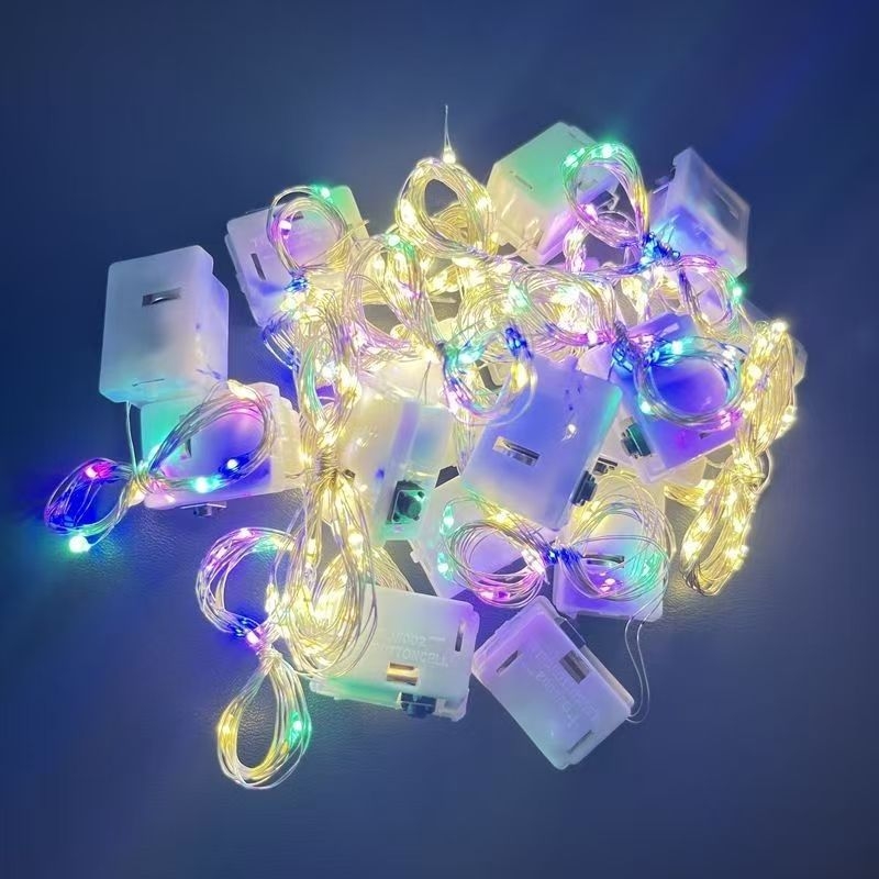 LED bakrena žica – šarene dekorativne zvjezdice, za kutiju poklona
