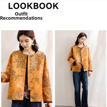 Női kínai stílusú jacquard dzseki selyembrokát keverékből, méretek S, M, L, XL, XXL