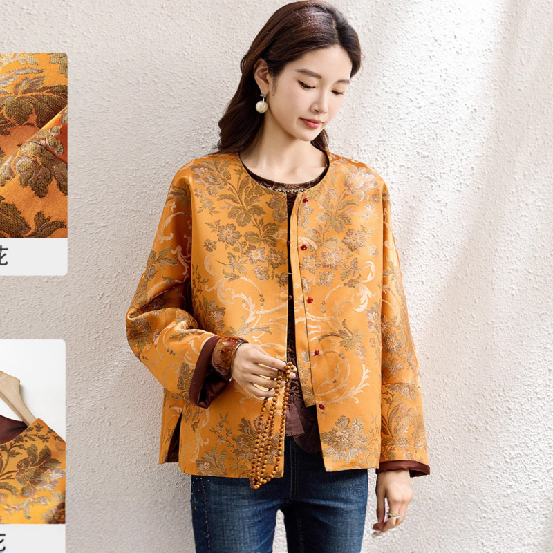 Női kínai stílusú jacquard dzseki selyembrokát keverékből, méretek S, M, L, XL, XXL