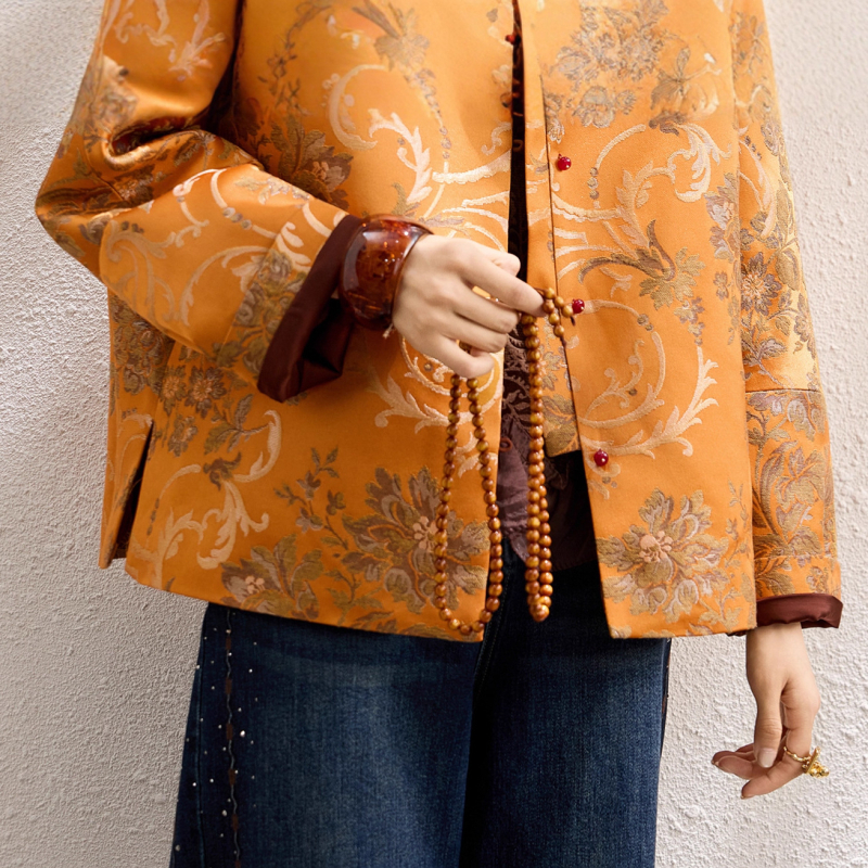 Női kínai stílusú jacquard dzseki selyembrokát keverékből, méretek S, M, L, XL, XXL