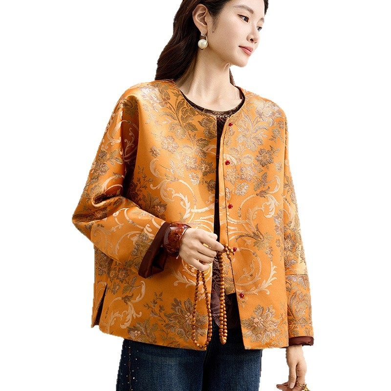 Női kínai stílusú jacquard dzseki selyembrokát keverékből, méretek S, M, L, XL, XXL