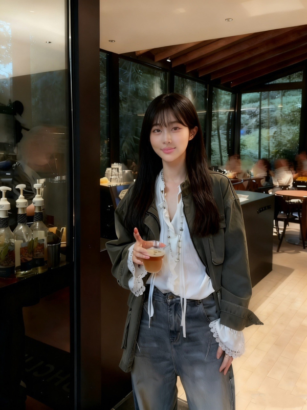 Raktáron: Koreai Dongdaemun vintage katonai zöld munkaruha-stílusú kabát női, álló gallérral, laza, hétköznapi fazon