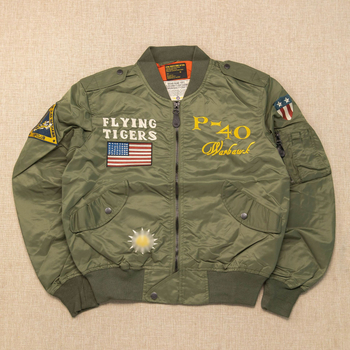 Muška bomber jakna s izšivkom Flying Tigers – pilotski stil, baseball jakna