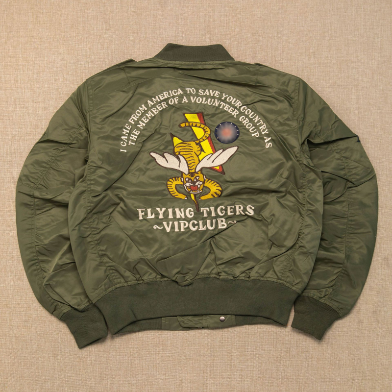 Muška bomber jakna s izšivkom Flying Tigers – pilotski stil, baseball jakna
