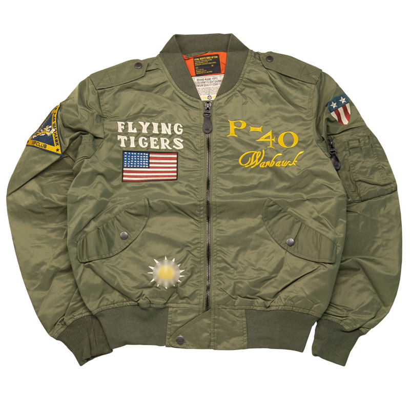 Muška bomber jakna s izšivkom Flying Tigers – pilotski stil, baseball jakna