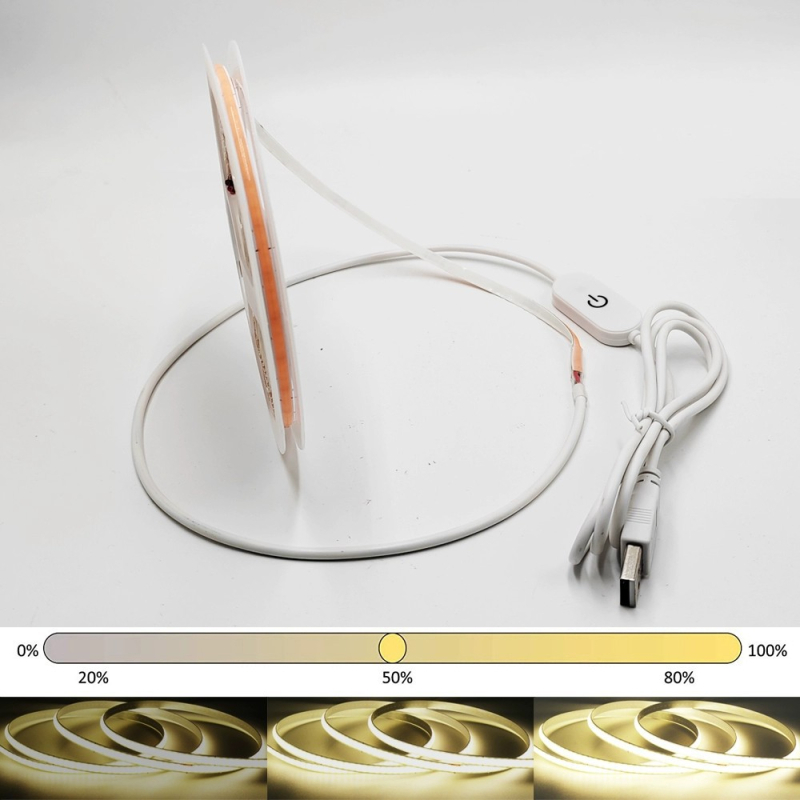 5V COB LED traka s samoljepljivom trakom, USB prekidač, pozadinsko osvjetljenje televizora, nježno svjetlo