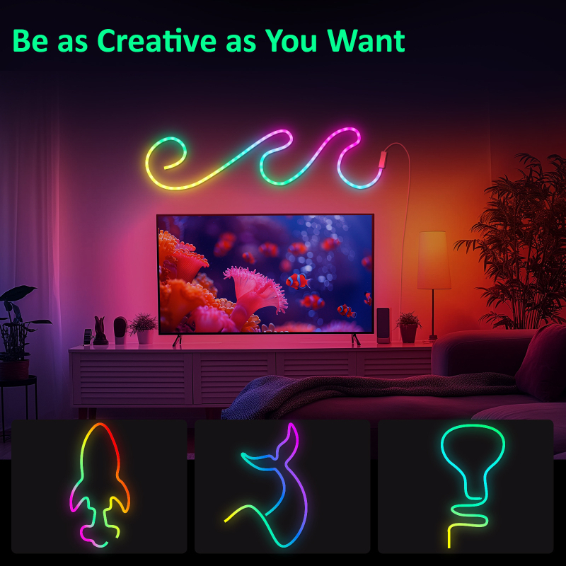 RGB LED trake s Bluetoothom i glasovnim upravljanjem, fleksibilan neon set za osvjetljenje