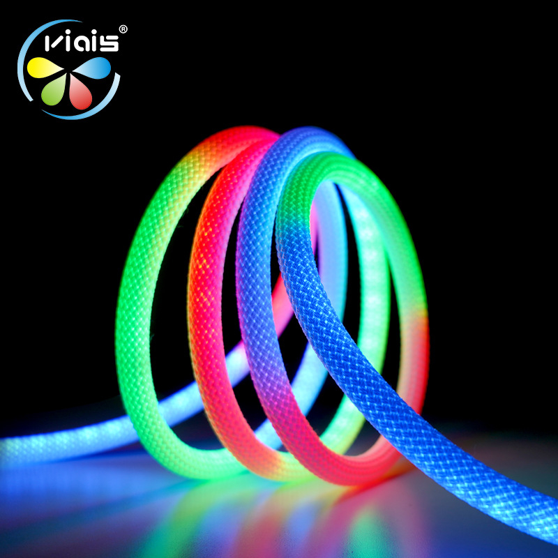 LED kružni 360° RGB sjaj, tkan LED trak, vodootporna neonska svjetlost, svjetlo u obliku linije toka, pametno šaroliko osvjetljenje