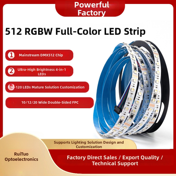 DMX512 RGBW LED traka u boji, 24V, samoljepljiva, 10 segmenata, 60 LED-ova 5050 RGBW, duljina 5 m