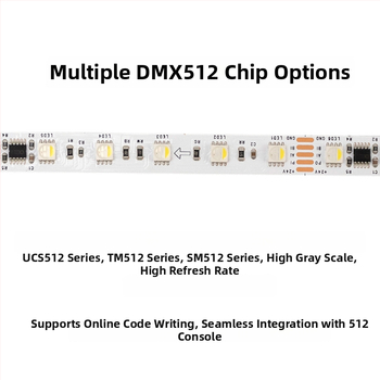 DMX512 RGBW LED traka u boji, 24V, samoljepljiva, 10 segmenata, 60 LED-ova 5050 RGBW, duljina 5 m
