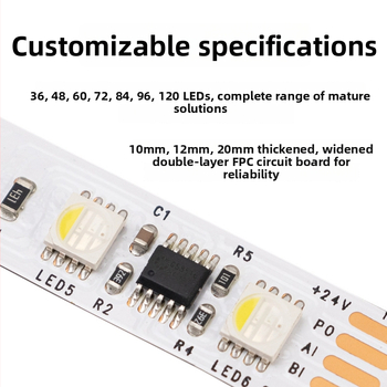 DMX512 RGBW LED traka u boji, 24V, samoljepljiva, 10 segmenata, 60 LED-ova 5050 RGBW, duljina 5 m