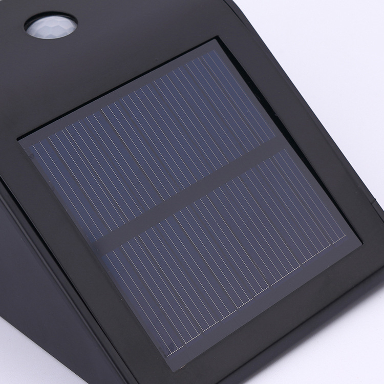 0451 Crna solarna LED zidna svjetiljka od nehrđajućeg čelika sa PIR senzorom pokreta, za stepenice i hodnik