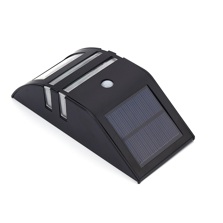 0451 Crna solarna LED zidna svjetiljka od nehrđajućeg čelika sa PIR senzorom pokreta, za stepenice i hodnik