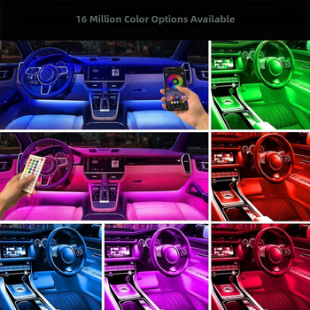 RGB LED trak za unutarnje osvjetljenje automobila, zvukom aktiviran, 8 boja, pametni svjetlosni trak