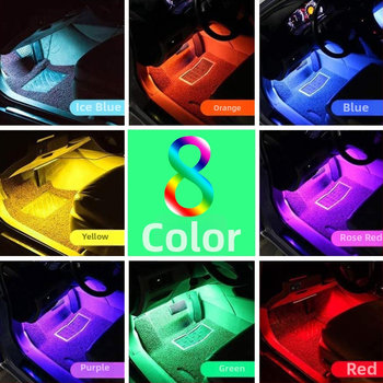 RGB LED trak za unutarnje osvjetljenje automobila, zvukom aktiviran, 8 boja, pametni svjetlosni trak