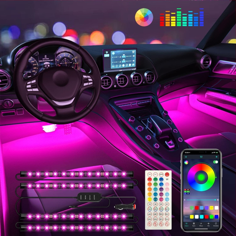 RGB LED trak za unutarnje osvjetljenje automobila, zvukom aktiviran, 8 boja, pametni svjetlosni trak