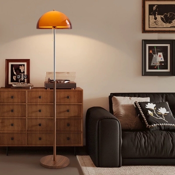 Podna lampa u obliku gljive, francuski vintage stil, LED svjetlo, tijelo od željeza, akrilno sjenilo, visina 1500 mm, pogodna za dnevni boravak, spavaću sobu ili ured