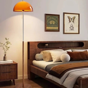 Podna lampa u obliku gljive, francuski vintage stil, LED svjetlo, tijelo od željeza, akrilno sjenilo, visina 1500 mm, pogodna za dnevni boravak, spavaću sobu ili ured