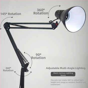 Podna lampa s dužim ramenom za dnevni boravak i spavaću sobu, metalno tijelo, E27, 220V, visina podesiva do 30 cm, dimenzije 1800 × 200 mm, 1 izvor svjetla