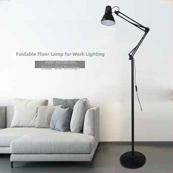Podna lampa s dužim ramenom za dnevni boravak i spavaću sobu, metalno tijelo, E27, 220V, visina podesiva do 30 cm, dimenzije 1800 × 200 mm, 1 izvor svjetla