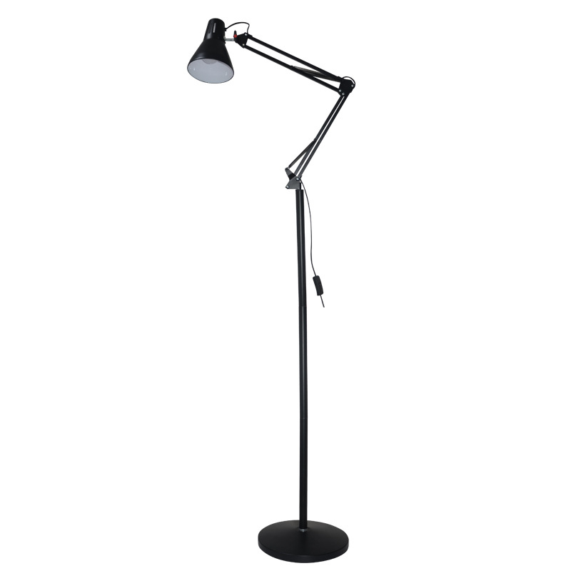Podna lampa s dužim ramenom za dnevni boravak i spavaću sobu, metalno tijelo, E27, 220V, visina podesiva do 30 cm, dimenzije 1800 × 200 mm, 1 izvor svjetla