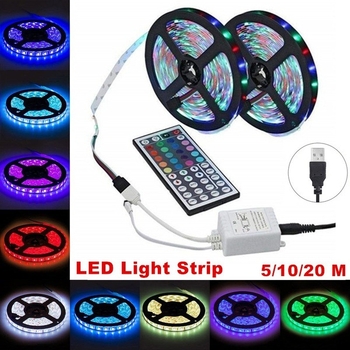 RGB LED traka za promjenu boje, duljina 10 m, 60 LED/m, tip 3528, IR daljinski upravljač s 44 tipke, USB priključak