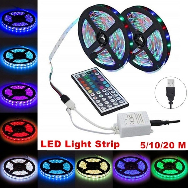 RGB LED traka za promjenu boje, duljina 10 m, 60 LED/m, tip 3528, IR daljinski upravljač s 44 tipke, USB priključak