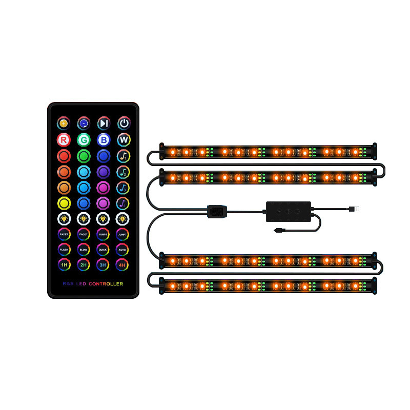 RGB LED ambijentalna traka za automobil, 1-4 izlaza, rasvjeta prostora ispod nogu, osjetljivo na glazbu, daljinsko upravljanje
