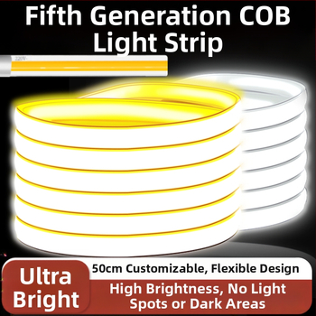 COB LED traka 220V, Sanan čip, 80 CRI, ultra-jaka, vodootporna IP65, samoljepljiva linearna rasvjeta za pozadinu televizora i ormarića