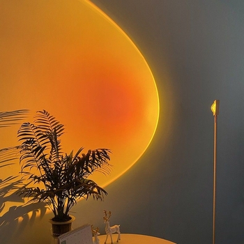 Inteligentna podna lampa za kućnu dekoraciju – LED rasvjeta s staklenim sjenilom, atmosfera zalaska sunca