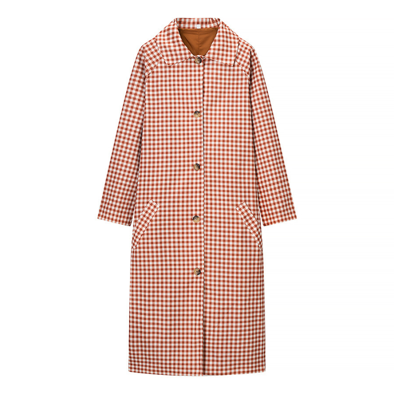 Ženska karirana windbreaker jakna, lagana, dugačka, casual stil