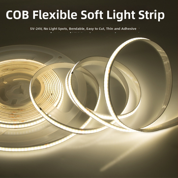 COB LED trakica 5V, niske napetosti, ugrađena u aluminijski kanal, samoljepljiva, jednobojna, 320 LED, nježno svjetlo, regulacija jačine svjetla