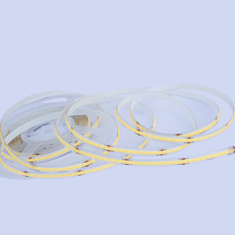 COB LED trakica 5V, niske napetosti, ugrađena u aluminijski kanal, samoljepljiva, jednobojna, 320 LED, nježno svjetlo, regulacija jačine svjetla