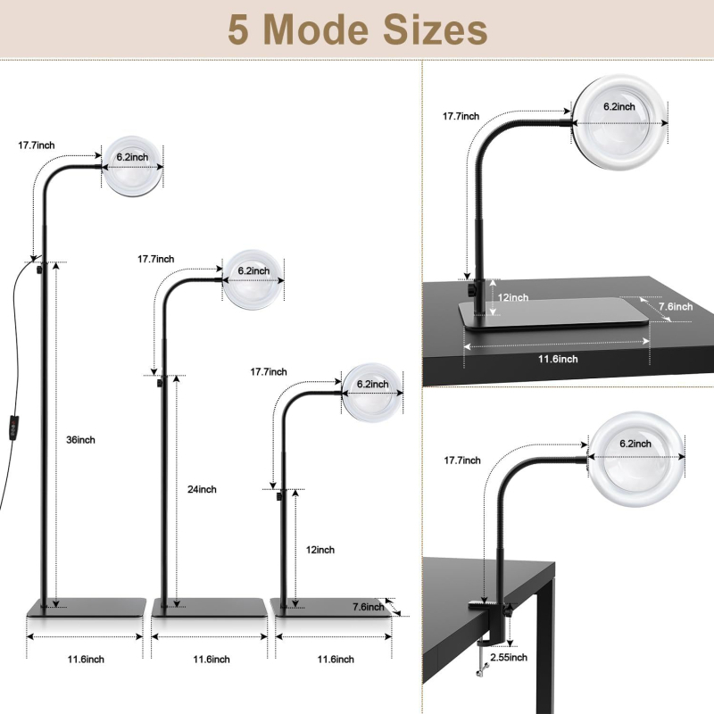 LED podna svjetiljka s podesivom visinom 30–100 cm, tijelo od aluminijske legure i željeza, CRI ≥90, za kućnu upotrebu, osvjetljava 10–15 m², 110V