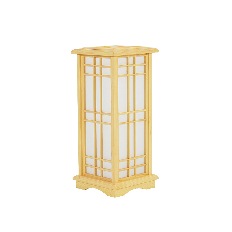Japanski stil tatami podna lampa s drvenim tijelom, dva LED izvora, sjenilo od pergamenta, visina prilagodljiva do 900 mm