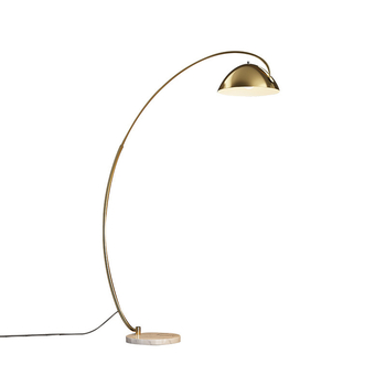 Nordijski nadahnut minimalistički podna LED svjetiljka, metalno tijelo, zlatni završetak, za dnevni boravak i spavaću sobu.