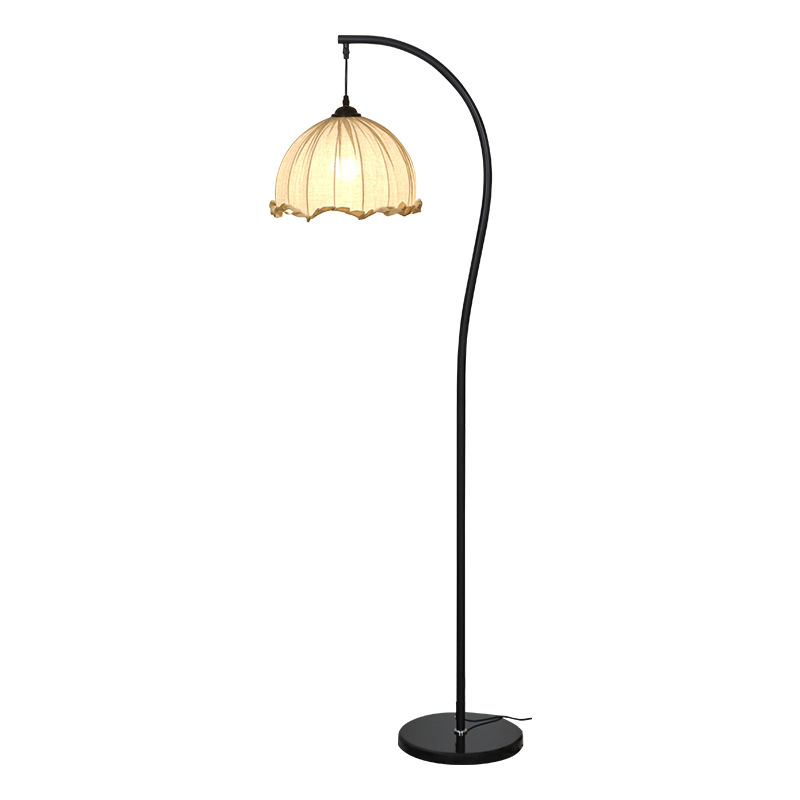 Krem podna lampa u S-obliku, za dnevni boravak i spavaću sobu, nordijskog stila, rasvjeta za čitanje pored kreveta