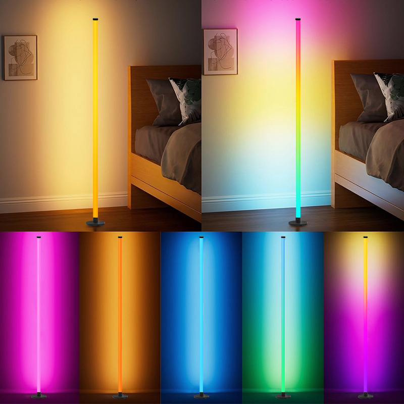 Nordijska podna lampa za atmosferu s RGB promjenom boja, pogodna za dnevni boravak, spavaću sobu i gaming/stream sobu