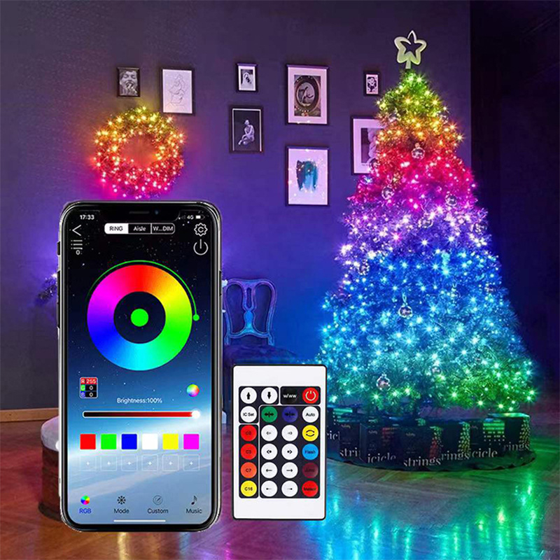 LED niz s kožnim užetom, pametno upravljanje Bluetooth aplikacijom, vodootporan, aktiviran zvukom, mijenja boje; pogodan za božićno vanjsko osvjetljenje, kampiranje i dekoraciju bara.
