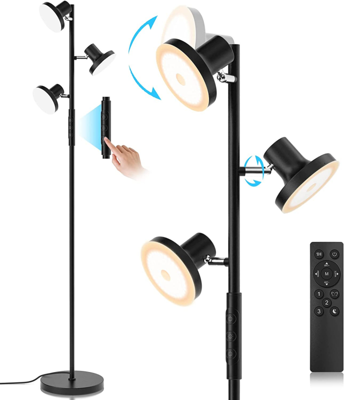 Tri neovisno upravljane podne lampe s daljinskim i dodirnim upravljanjem, pogodno za dnevni boravak, spavaću sobu i ured