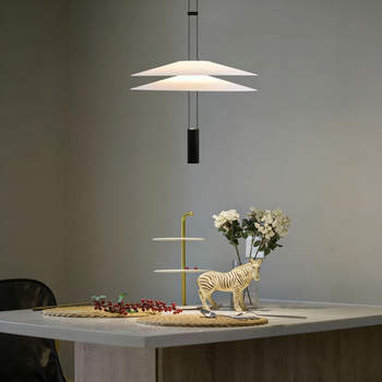 Visilica s UFO stilom i nordijskim minimalističkim dizajnom, LED, aluminijsko tijelo i PMMA abažur, jedna glavna svjetiljka, visina do 1.8 m, pogodna za dnevni boravak i blagovaonu