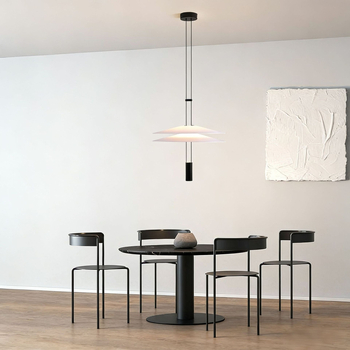 Visilica s UFO stilom i nordijskim minimalističkim dizajnom, LED, aluminijsko tijelo i PMMA abažur, jedna glavna svjetiljka, visina do 1.8 m, pogodna za dnevni boravak i blagovaonu
