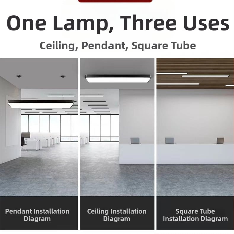 LED kancelárske lineárne svetlo - dlhá LED lišta pre kanceláriu a posilňovňu, 1200x100/200/300 mm, 6000K, 4500 lm, 192 LED, IP44, železná konštrukcia, 220V