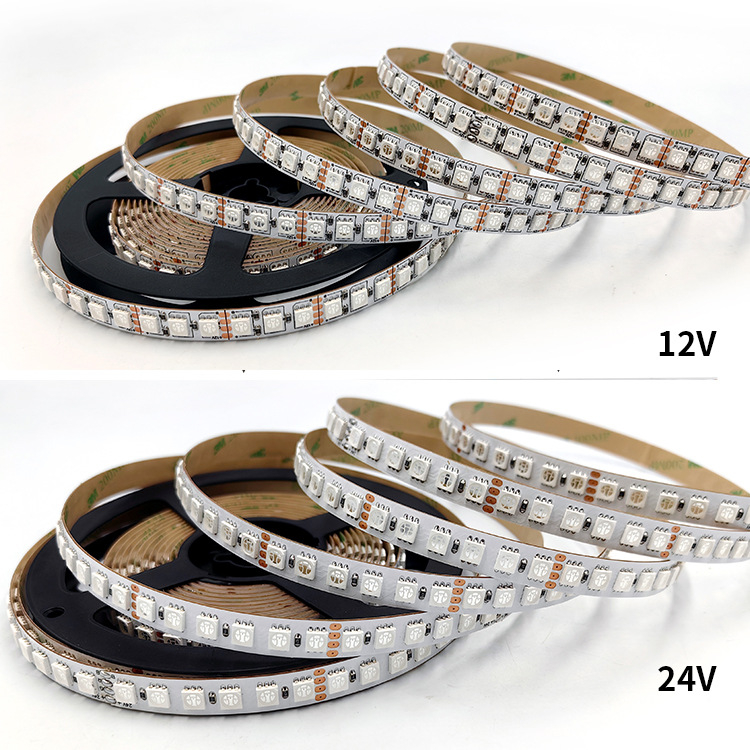 RGB LED trak s 120 LED-ova 5050, višebojna, niskonaponska 12/24 V, samoljepljiva, fleksibilna, duljina 5 m