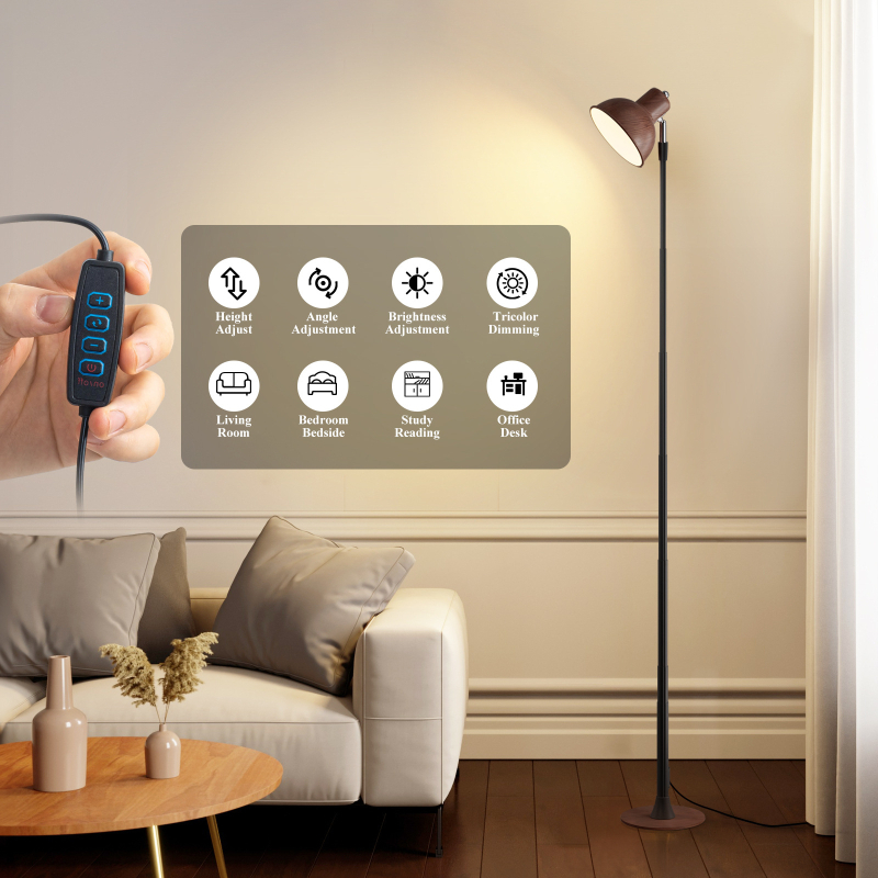Podna lampa za dnevni boravak s LED izvorom tipa gumba i USB priključkom